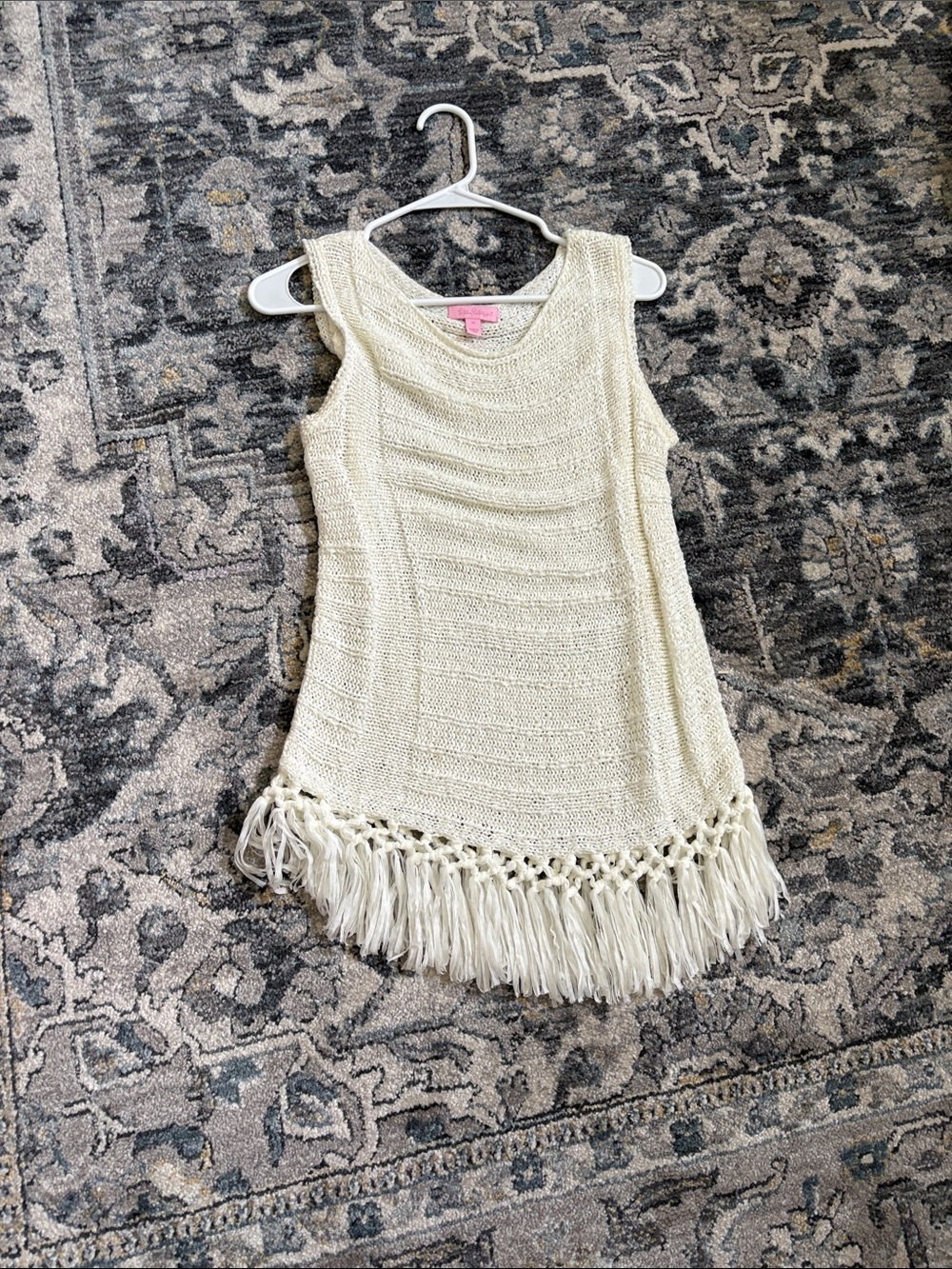 Lilly Pulitzer Cream Crochet Fringe Tank Top